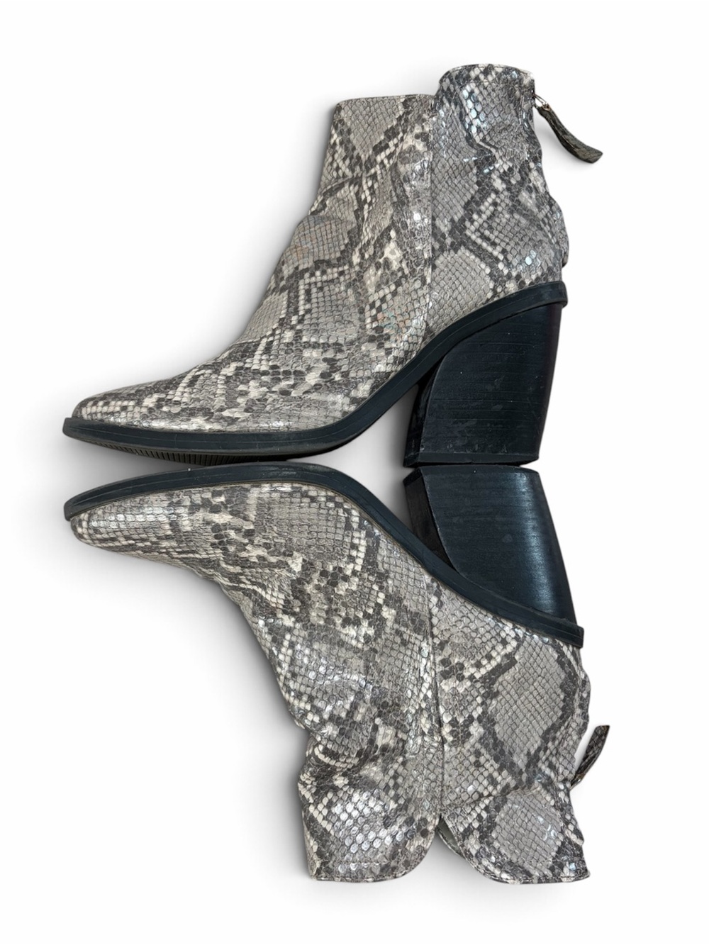 14th & Union Grier-PU Faux Snakeskin Pointed Toe Ankle Boots Size 5.5
